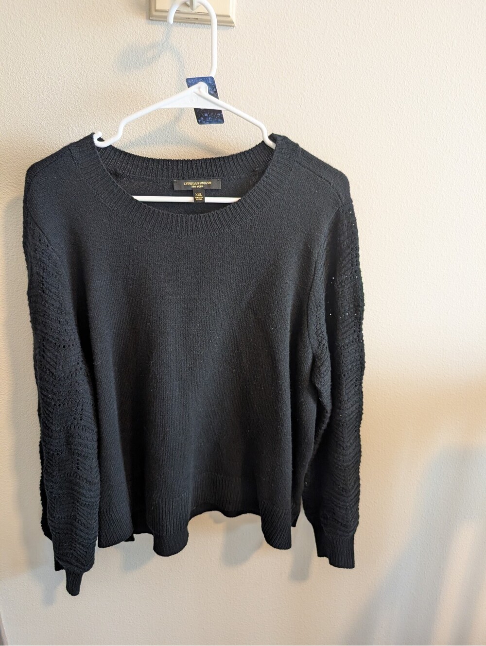 Christian Siriano Woman's XXL Black Sweater Bubble Crochet Sleeves Witchy Boho